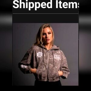 L- DARC sport Chambers Cropped  zip up hoodie in  oak Norse camo